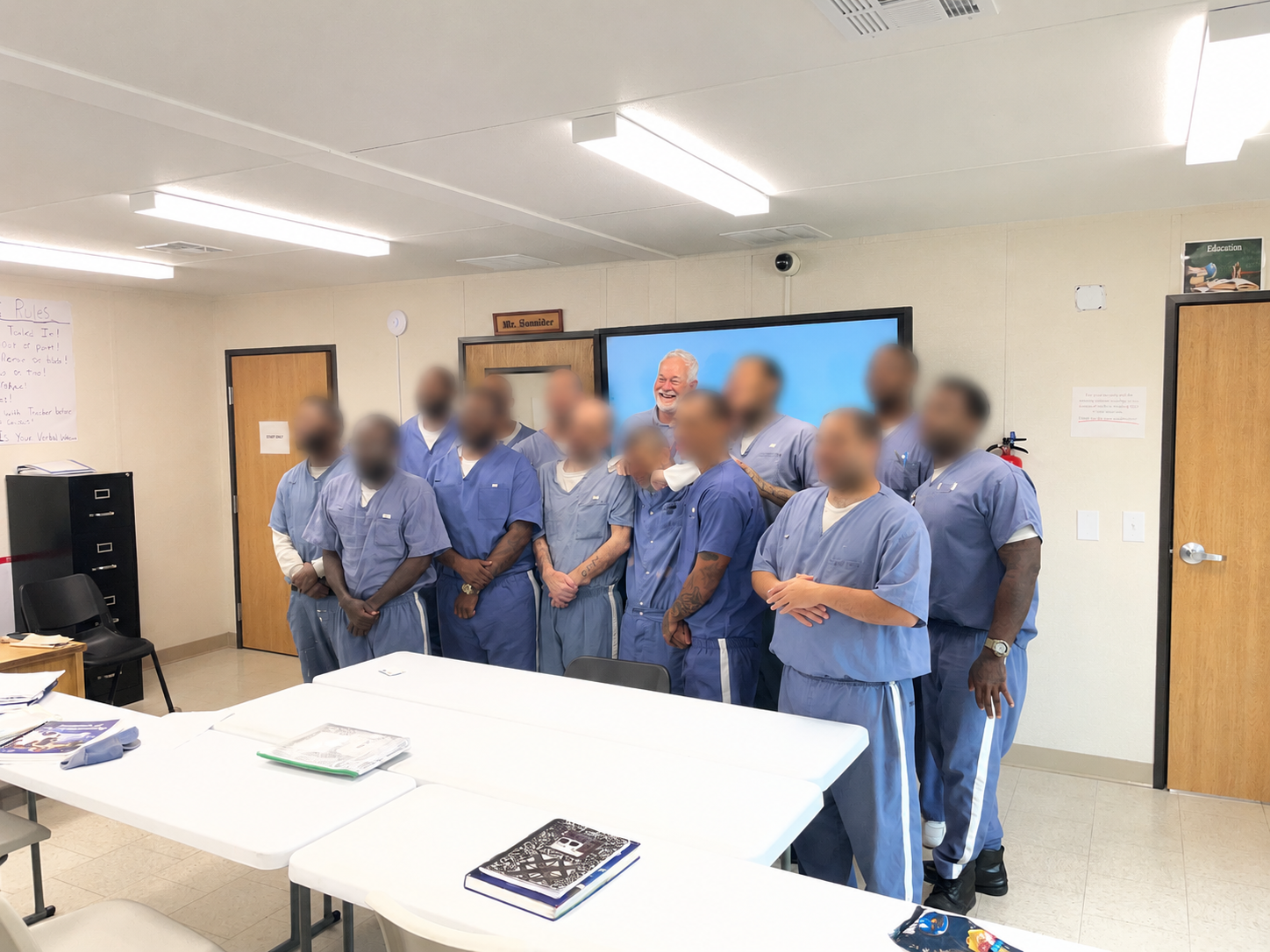 Tim Ferguson teaching inside a Florida correctional facility
