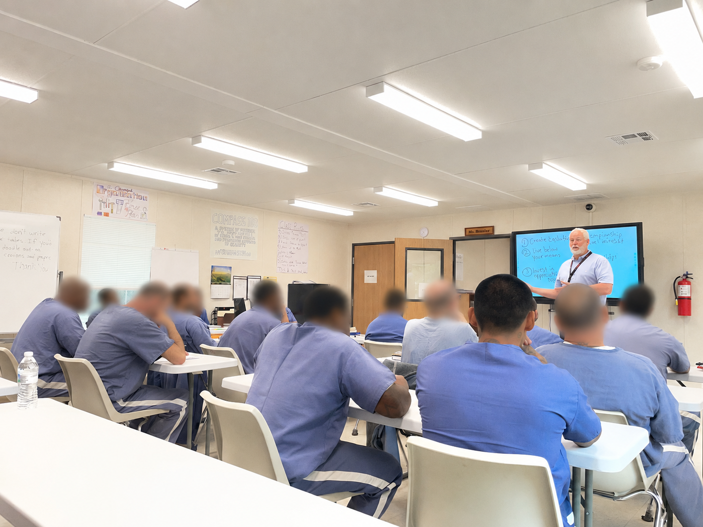 Tim Ferguson teaching inside a Florida correctional facility — the REBUILT system in action